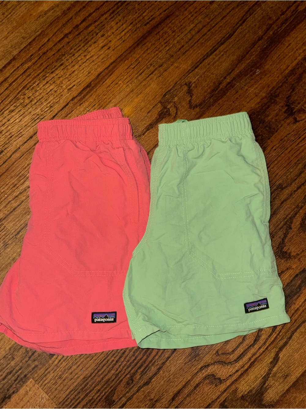 Patagonia Youth Boys Swim Trunks - shorts Coral & Mint Green - LOT (2 pairs!)